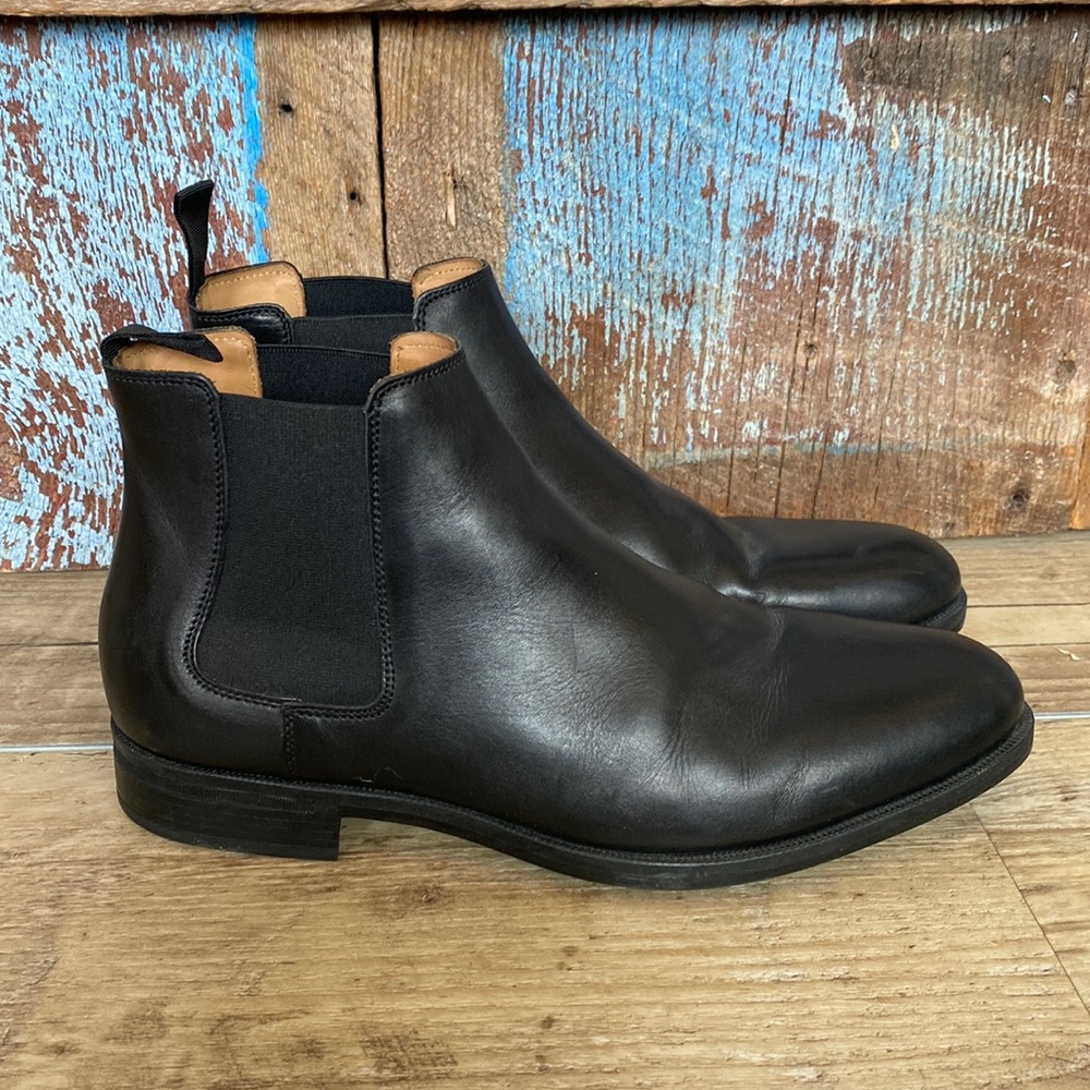 Vince Camuto Mens 9 Black Leather Ankle Chelsea Boots